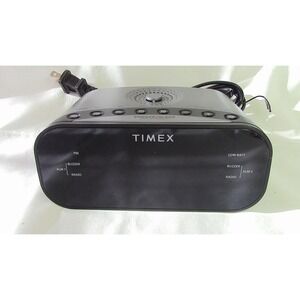 Timex Dual Alarm Clock AM FM Radio Time Date Snooze Battery Backup Works